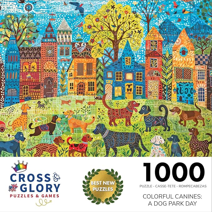 Dog Puzzle – Colorful Canines: A Dog Park Day – 1000 Piece Jigsaw Puzzle
