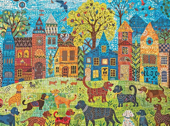 Dog Puzzle – Colorful Canines: A Dog Park Day – 1000 Piece Jigsaw Puzzle