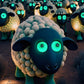 Close-up of glowing-eyed stylized sheep figures in a surreal landscape, representing the "Art Puzzle – Henry and The Herd – 1000 Piece Jigsaw Puzzle," featuring beautiful artwork, satin finish, and premium quality, 1000 piece jigsaw puzzles for adults.