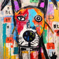 Colorful abstract dog artwork featuring bold geometric shapes and playful scribbles, highlighting the Dog Puzzle – Geometric Dog Dreamscape – 1000 Piece Jigsaw Puzzle with beautiful artwork, satin finish, and premium quality, perfect for 1000 piece jigsaw puzzles for adults.
