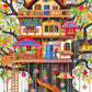 Vibrant and detailed illustration of a whimsical treehouse surrounded by colorful leaves, featuring intricate decorations and play elements for the Treehouse Puzzle – Fantastical Treehouse Escape – 1000 Piece Jigsaw Puzzle, a premium quality, satin finish, dust free, eco-friendly 1000 piece jigsaw puzzle for adults.