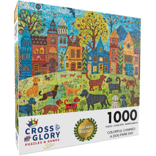 Dog Puzzle – Colorful Canines: A Dog Park Day – 1000 Piece Jigsaw Puzzle