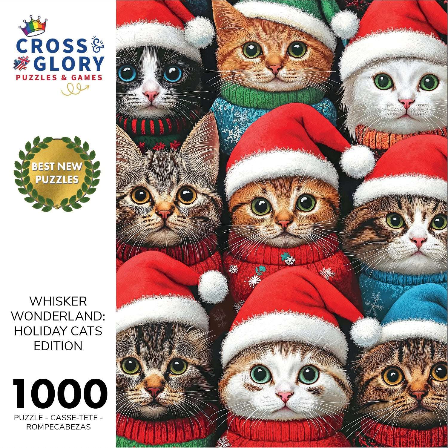 Cat Puzzle – Whisker Wonderland: Holiday Cats Edition – 1000 Piece Jigsaw Puzzle