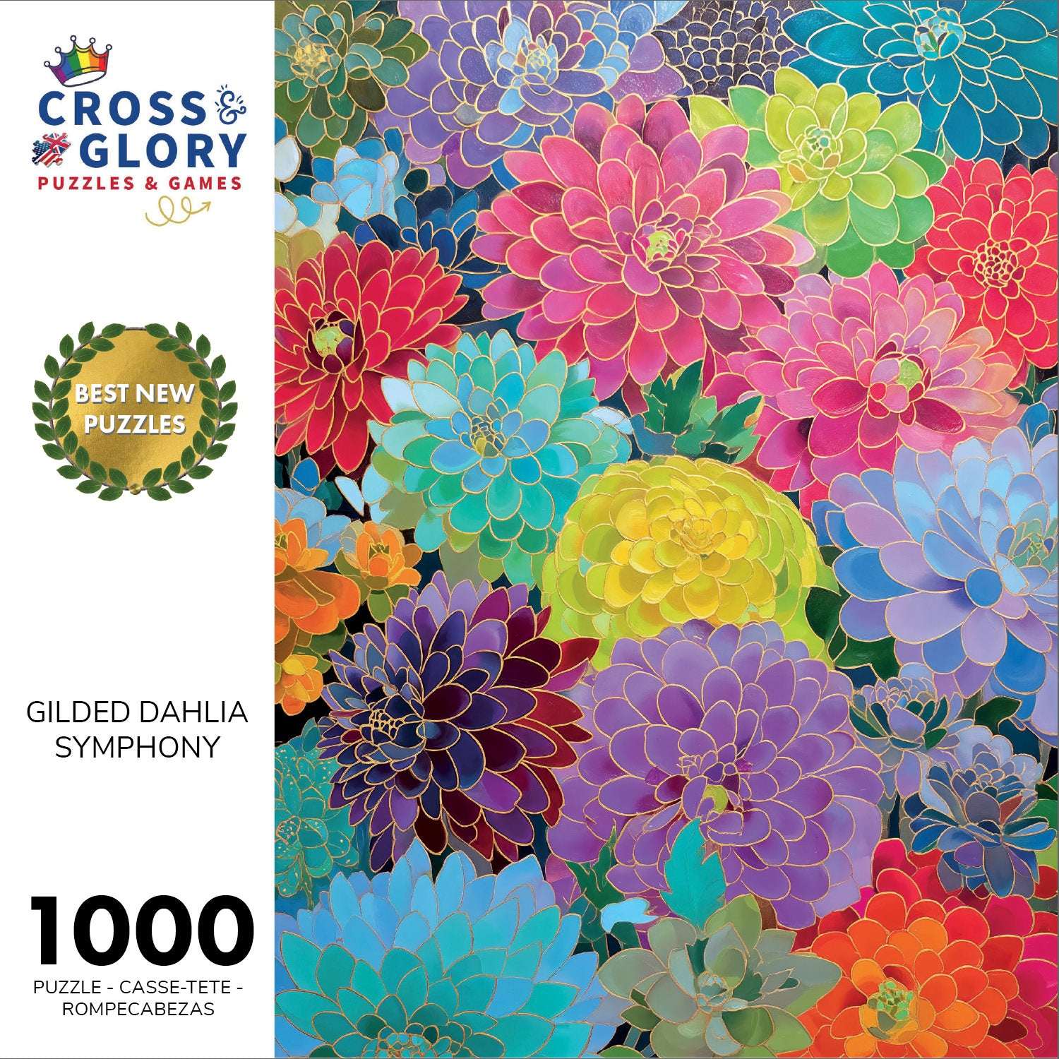 Garden Puzzle – Gilded Dahlia Symphony – 1000 Piece Jigsaw Puzzle