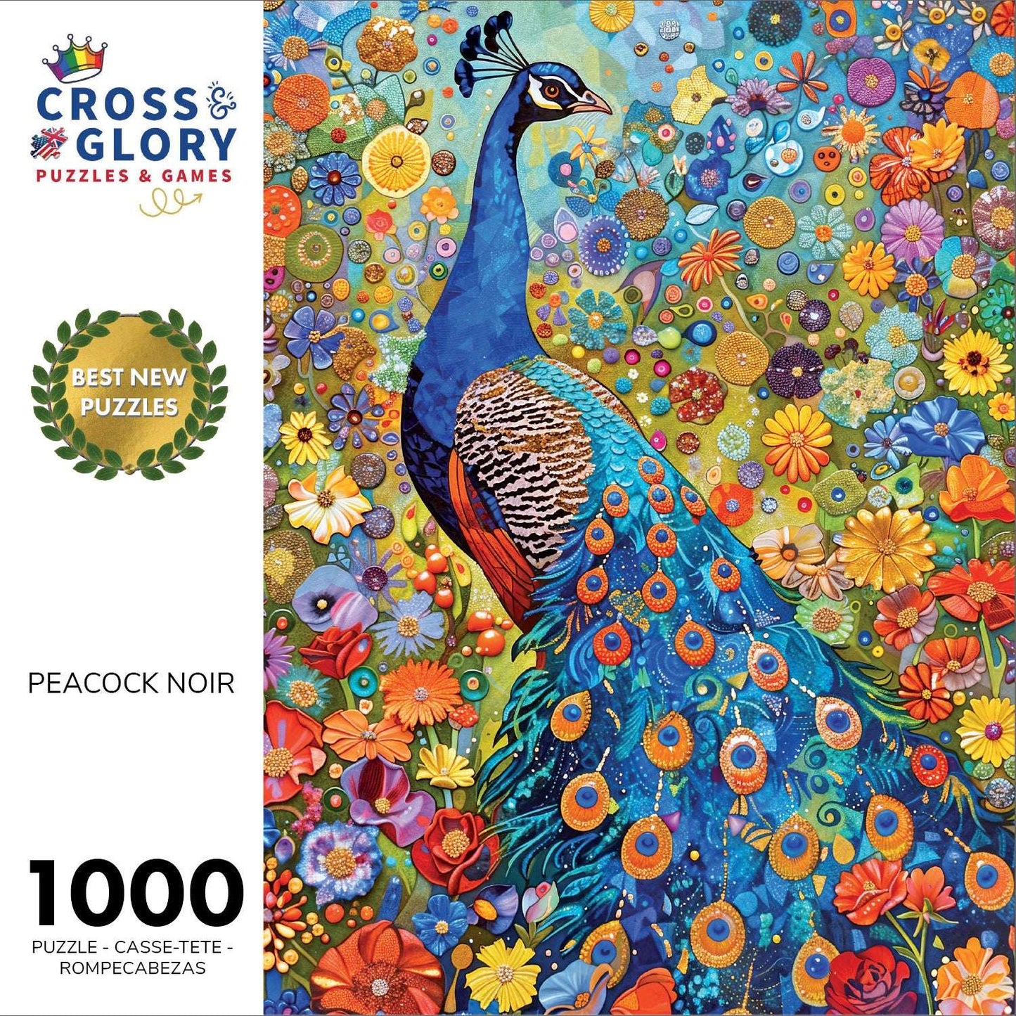 Peacock Puzzle – Peacock Noir – 1000 Piece Jigsaw Puzzle