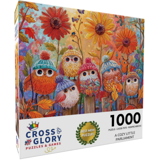 Owl Puzzle – A Cozy Little Parliament – 1000 Piece Jigsaw Puzzle