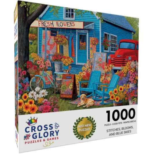 Garden Puzzle – Stitches, Blooms, and Blue Skies – 1000 Piece Jigsaw Puzzle