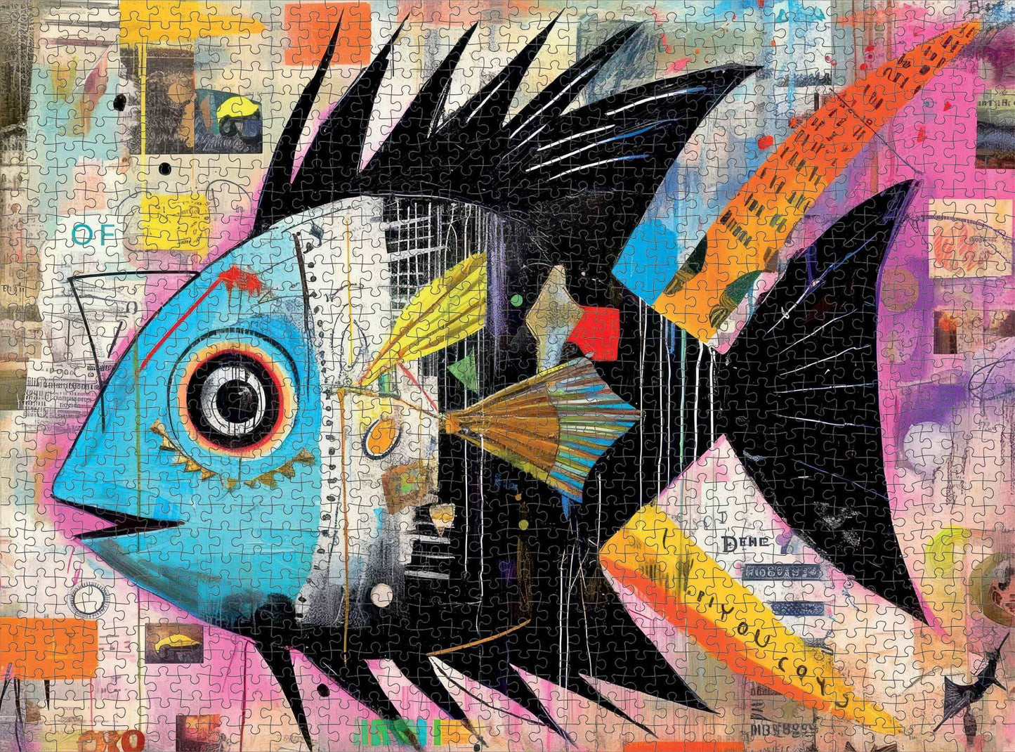 Fish Puzzle – Angelfish Abstract – 1000 Piece Jigsaw Puzzle featuring a vibrant, abstract angelfish design with beautiful artwork, satin finish, premium quality, and eco-friendly materials, perfect for 1000 piece jigsaw puzzles for adults.