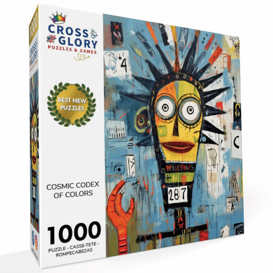 Art Puzzle – Cosmic Codex of Colors – 1000 Piece Jigsaw Puzzle featuring beautiful artwork with a satin finish, premium quality, dust free, and eco-friendly design. 1000 piece jigsaw puzzles for adults.