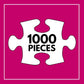 White jigsaw puzzle piece with "1000 PIECES" text on a vibrant magenta background for Art Puzzle – Cosmic Codex of Colors – 1000 Piece Jigsaw Puzzle, premium quality.