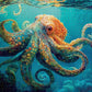 Octopus Puzzle – Deep Blue Octopus Odyssey – 1000 Piece Jigsaw Puzzle featuring beautiful artwork of a vibrant octopus underwater, with a satin finish, premium quality, eco-friendly design, and dust free surface, perfect as 1000 piece jigsaw puzzles for adults.