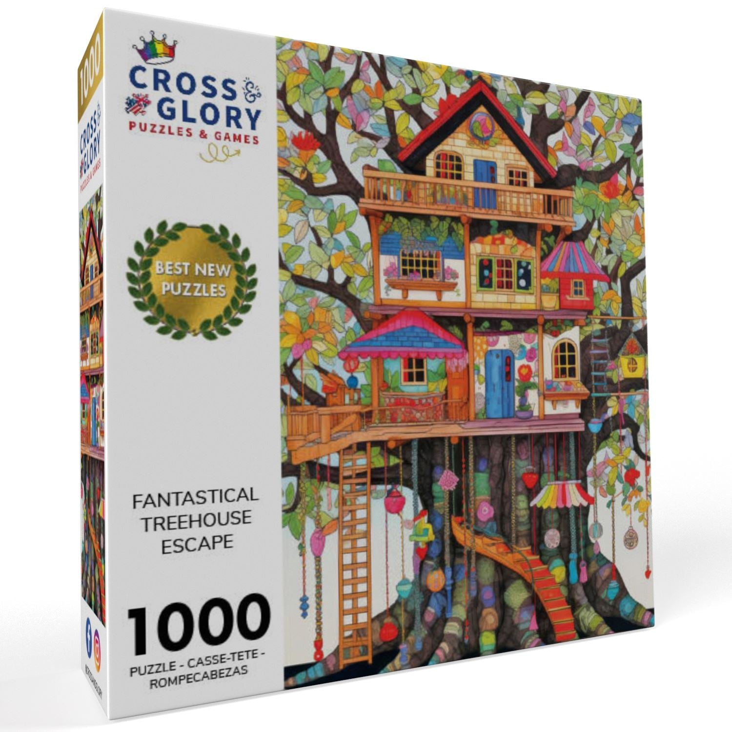 Treehouse Puzzle – Fantastical Treehouse Escape – 1000 Piece Jigsaw Puzzle featuring beautiful artwork, satin finish, premium quality, dust free, eco-friendly, 1000 piece jigsaw puzzles for adults.