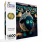 Art Puzzle – Henry and The Herd – 1000 Piece Jigsaw Puzzle featuring glowing sheep artwork with a beautiful satin finish, premium quality, dust free, eco-friendly, 1000 piece jigsaw puzzles for adults.