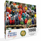 Box of Bird Puzzle – Kaleidoscope of Feathers – 1000 Piece Jigsaw Puzzle featuring vibrant colorful birds perched closely together, showcasing beautiful artwork with a satin finish, dust free and eco-friendly, ideal 1000 piece jigsaw puzzles for adults.