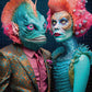 Alien Puzzle – Meet the Aliens: Nymira and Dantar – 1000 Piece Jigsaw Puzzle featuring beautiful artwork of two fantastical aliens in detailed costumes and makeup, satin finish, premium quality, dust free, eco-friendly, 1000 piece jigsaw puzzles for adults.