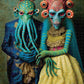 Completed Alien Puzzle – Meet the Aliens: Xantara and Nykara – 1000 Piece Jigsaw Puzzle featuring detailed, beautiful artwork of two intricate alien figures in vibrant colors with satin finish and premium quality, dust-free eco-friendly materials, ideal 1000 piece jigsaw puzzles for adults.