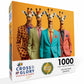 Art Puzzle – The Fab Four Giraffes – 1000 Piece Jigsaw Puzzle featuring beautiful artwork of four giraffes in colorful suits, satin finish, premium quality, eco-friendly, dust free, 1000 piece jigsaw puzzles for adults.